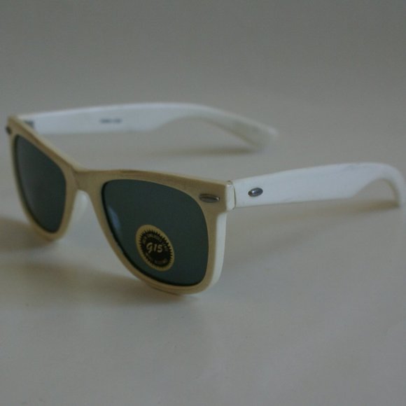 NWT TruVintage Wayfair like style white frame retro G-15 glass lens sunglasses main image 4